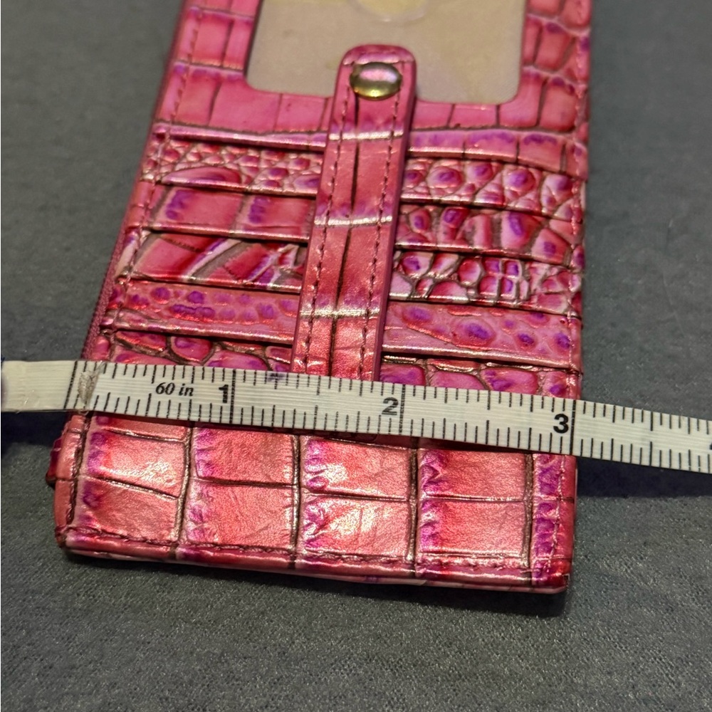 Brahmin Cupid Ombré Pink Metallic Croc-Embossed ID Card Holder Wallet - Picture 7 of 7